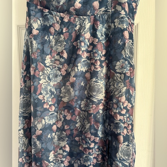 Happily Mine Slate Blue Floral Print One-Shoulder Maxi Dress - Picture 3 of 4